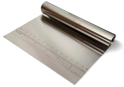 FAST WORLD SHOPPING Spatola In Acciaio Inox per Pasticcieri, Tagliapasta, Stecca e Raschietto con Scala di Misurazione, Utensile Professionale per Tagliare Impasto e Preparazioni Pasticcere