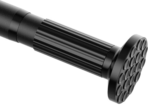 ZipGlo Tension Curtain Rod 51-128inch,Black Heavy Duty Curtain Rods No Drilling for Window or Bathroom,Shower Curtain Rods,Long Outdoor Curtain Rod for Patio,Rod Diameter 1.26 Inch