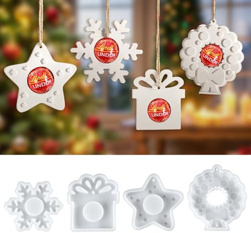 EPODA Silikonform Weihnachten Anhänger Sterne Schneeflocken Geschenke Girlanden Gipsformen Epoxidharz Formen Weihnachtsdekoration