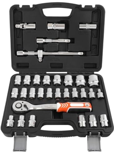 Juego De Llaves De Vaso Juego De Herramientas Mecánicas De 32 Piezas, Llave De Trinquete, Dado Combinado, Herramienta For Quitar Bujías Herramientas Manuales