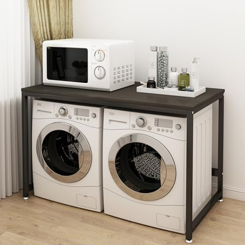 ZGYOZMNG Armario Doble para Secadora y Lavadora, Ideal para lavandería, baño y Aseo, 128 x 60 x 99 cm, Capacidad de Carga: 150 kg, Color Negro.
