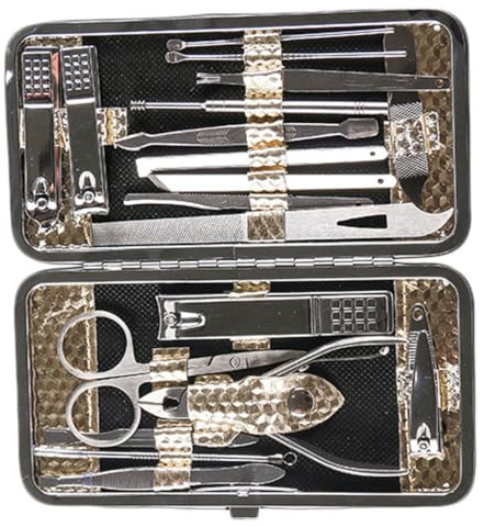 Gogogmee Ensemble Coupe-ongles Portable 19 Pièces en Acier Carbone Kit de Manucure Multifonction pour Usage Professionnel Domicile