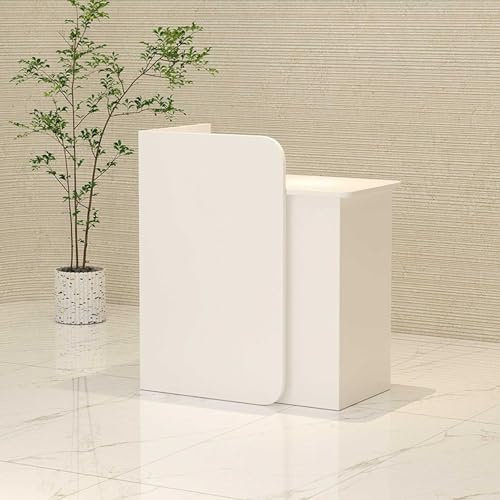 Scrivania per ricevimenti con cassetti e ripiani chiudibili, elegante bancone per saloni di bellezza, ufficio e hall cassiere, elegante tavolo da ricevimento