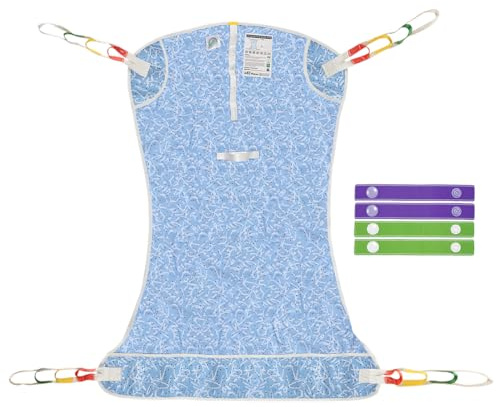 EHUCON Universal Full Body Hoist Sling – Washable Mesh Patient Lift Sling for Elderly, Disabled & Chronic Illness Care | Vibrant Pattern Design | 500lbs Capacity (Blue Dotted Abstract, Medium)