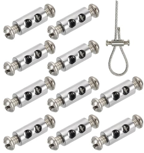 DOKRIN Clip per fune,Morsetti/anelli per funi metalliche da 10 pezzi, adatti per cavi in ​​acciaio da 1-2,5 mm, utilizzati per fissare funi metalliche e fili per stendere i panni.