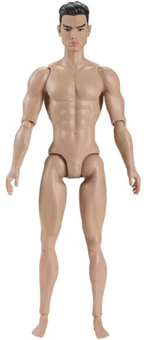 Lawnrden Benutzerdefinierte Actionfiguren, Actionfigur im Maßstab 1:6, mehrgelenkiger, beweglicher, männlicher, muskulöser Figurenkörper mit Kopf für die Ausstellungspuppensammlung, Beige