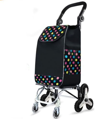 KUNYOS Chariot De Courses Escalier, 8 Roues PU pour Personnes Âgées, Chariot Pliable pour Escalier, (Roues Avant Pivotantes À 360°) 65 Kg, Grand, 45L, Étanche, Chariot De Shopping Pliable