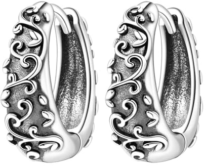 PANPOKI Hjärta och stjärna måne örhängen 925 sterlingsilver med 14K guldpläterad – lätta CZ kreoler örhängen | allergivänliga smycken för kvinnor | presentförpackning, Universal Kompatibilität Charms