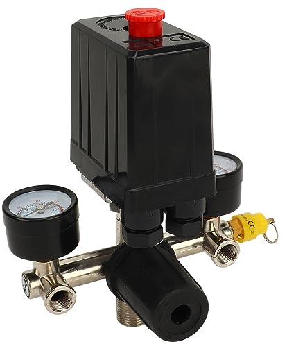 Yosoo Health Gear Luftkompressortryckomkopplarsats Mässing Zinklegering Tryckkontrollbrytare 0 Till 180 PSI med Gauge Snabbkoppling och Standardportar för Användning i Luftkompressorverkstad