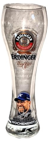 Rahm Vaso de cerveza Weissbierg/Jürgen Klopp/Fanglas/Erdinger/vaso de cerveza de trigo/1 x 0,5 litros/Erdinger Glas/Weissbier es fin de semana/sin caja
