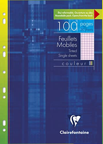 Clairefontaine 1742C - Packung Ringbucheinlagen mit 50 Blatt A4 (21x29,7cm) 90g gelocht, kariert, Rosa