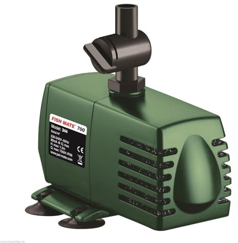 Fish Mate 700 Pond Fountain Pump - Up to 700 Litre Flow Rate per Hour, Anti-Clog Design with 4 Fountain Options