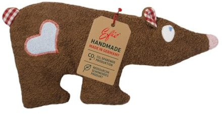 Efie Kirschkern-Bio-Wärmekissen Braunbär – 100% Bio-Baumwolle (kbA) | traditionell mit Kirschkernen gefüllt | handgefertigt in Deutschland | natürliches Wärme- & Kältekissen