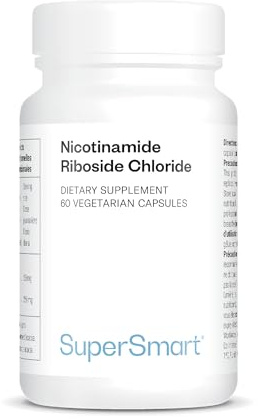 Nicotinamide Riboside - Aide à Augmenter les Taux de NAD+ - SuperSmart | Contribue à Améliorer la Fonction Cognitive - Sans OGM - 60 Capsules Végétariennes