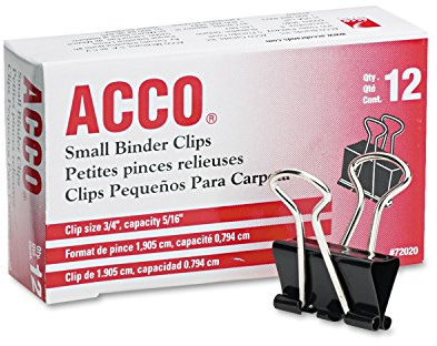 Small Binder Clips, Steel Wire, 5/16 Capacity, 12/Pack [Set of 8]