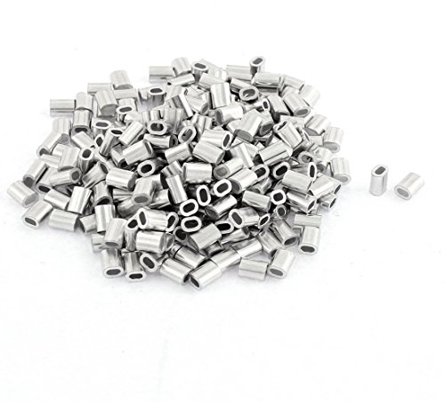 sourcing map 300Stk. Rund Oval Aluminum Hülsen Klemmen für 1mm Drahtseil Stahlfittinge Clip de DE de