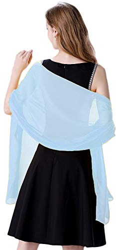 olyrjie Soft Chiffon Scarfs Shawls and Wraps for Evening Dresses Wedding Shawl Wraps Bridal Scarve for Women Light Blue,one size