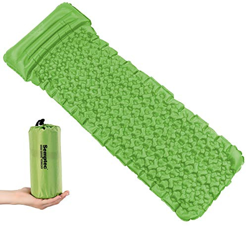 Semptec Urban Survival Technology Luftmatte: Outdoor-Luftmatratze mit integriertem Kopfkissen, aufblasbar, grün (Luftmatratze mit Kopfteil, Aufblasbare Camping, Pumpe)