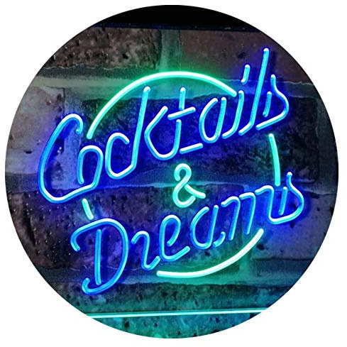 ADVPRO Cocktails & Dreams Bar Beer Wine Drink Pub Club Dual Color LED Barlicht Neonlicht Lichtwerbung Neon Sign Grün & blau 600 x 400mm st6s64-i2079-gb