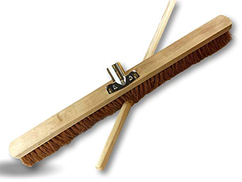 Balai d'atelier Type cantonnier | Piste Extérieur | Longueur 80 cm | Garnissage Brosse Fibre Coco Naturel | Semelle Bois | Douille métal boulonnée Ø 28 mm | avec Manche | Kibros 2080M