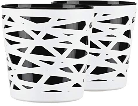 Tymar Blumentopf, 2er-Pack, runde Form, Übertopf (ø 19cm, Schwarz)