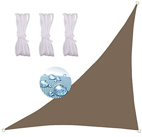 DYKL Ombreggiante Tenda A Vela Triangolare 3X4X5M， con Corde per Montaggio Anti-Raggi UV Balcone Cortile All'aperto Vela Tenda Esterno -Marrone