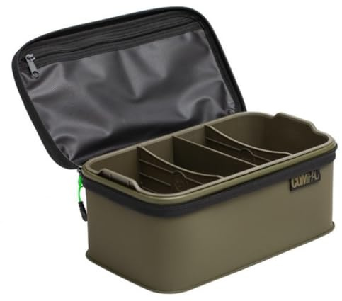 Korda Compac Organiser, Angeltasche für Angelzubehör, EVA, Grün | herausnehmbare Trennwände, integrierte Netztasche im Deckel, wasserabweisendes Material, robuster Reißverschluss