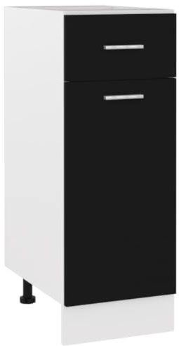 vidaXL Schubunterschrank Lyon Schwarz 30x46x81,5 cm Holzwerkstoff, Küchenschrank, Gastronomieschrank, Gastro Möbel, Küchenmöbel, Aufbewahrungsschrank