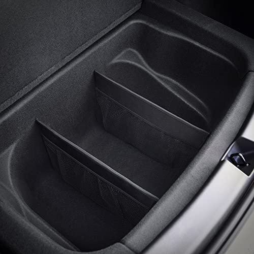 KMMOTORS Bodenträger Gepäckträgerabtrenner kompatibel mit Modell Y, Modell 3 (2017-2023) - Verdeckter Gepäckträger Organizer - Trenntaschen mit Netztaschen für die Aufbewahrung (2er Set)