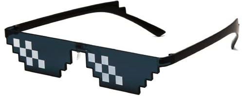 IRYNA 1Pcs Cool Glasses Black Thug Life Sunglasses, Swag Unisex Funny 8-Bit Pixel Mosaic UV Protect Gamer Party Sunglasses for Adult Kids