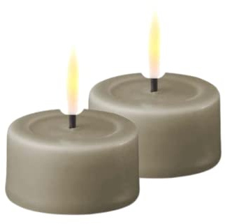 Deluxe Homeart Innen flammenlose LED Teelicht-Set - mit Real Flame Technologie - batteriebetriebene Kerze (Sand)