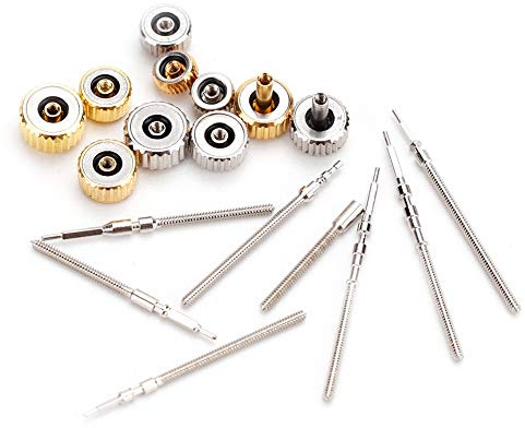 Akozon Kit Orologio con Corona e Stelo da 8 Mm, Set da Barra per Strumento di Riparazione Dell'orologio Accessorio di Ricambio Molla della Corona in Acciaio Inossidabile