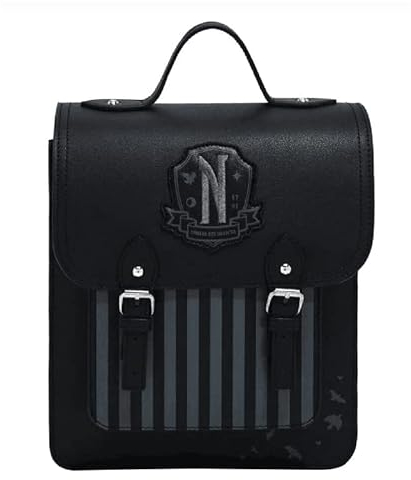 Cosplay Gothic Rucksack Student Retro Handtaschen Nevermore Academy Cosplay Schultaschen, schwarz grau, One size