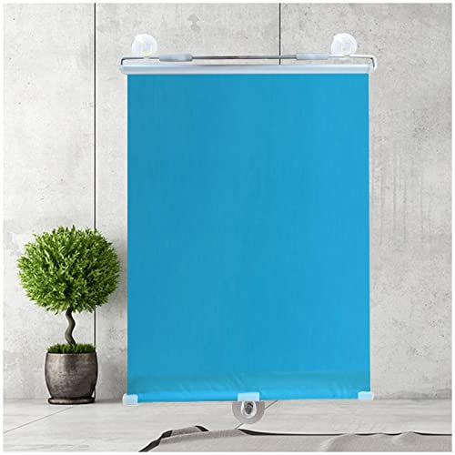 Xrdbfd Verdunkelungsrollos Mit Saugnäpfen, Sonnenschutzrollos Ohne Bohren, Fenster Rollos Dachfenster, Seitenzugrollo Jalousien, Thermorollos Für Büro/Auto/Balkon,Blue-60x125cm(23.6 * 49.2in)