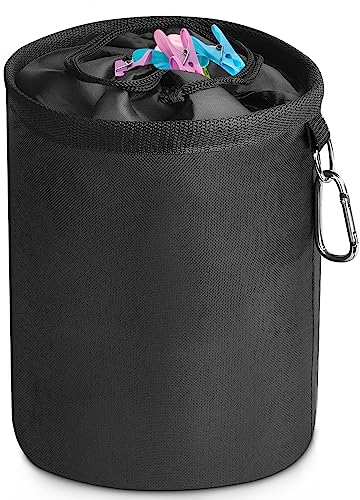 Large Peg Bag With Closing Cord - Oxford 600D Waterproof Weather Resistant Clothes Organizer for Rotary Dryer, Indoor Outdoor Laundry Storage (28 x 20 cm)