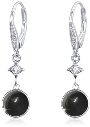OHAYOO Mondstein Silber Ohrringe Damen 925 Engel Abalone/Onyx/Türkis/Keltische Ohrstecker Leverback Ohrringe Mondstein Schmuck für Damen Mädchen