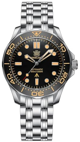 STEELDIVE Reloj automático para hombre NH35 Movimiento SD1957 Sapphire Luminou 200M Relojes de buceo, acero inoxidable, SD1957-Correa de acero inoxidable, Mecánico, buceo, piloto militar