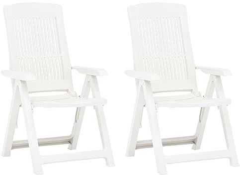 ARKEM Verstellbare Gartenstühle 2 STK. Kunststoff Weiß Gartenstuhl Verstellbar BalkonstüHle GartenstüHle 48766