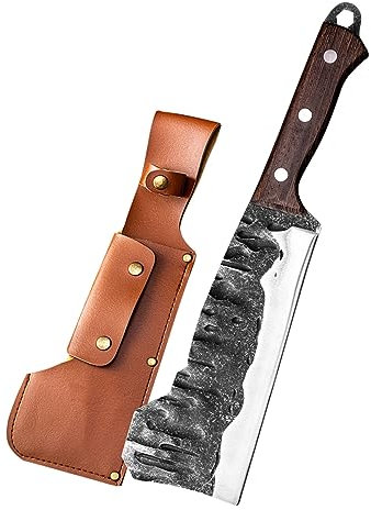 LIUJOU Mannaia for carne resistente for tritare acciaio al manganese set di coltelli spessi 5 mm for legna da ardere sopravvivenza for spaccare il legno all'aperto