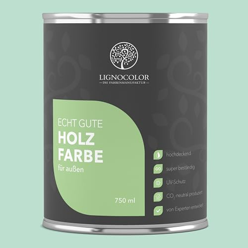 Lignocolor Holzfarbe Außen matt | wetterfeste Farbe für den Außenbereich (Mint matt, 2,5L) | hochdeckend & hochbeständig