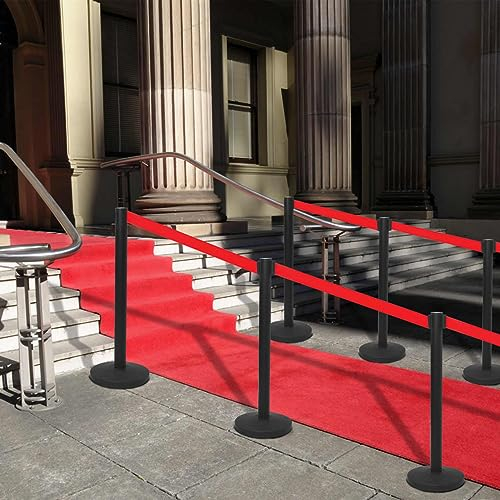 Bulliing Palletto con Nastro per Aeroporto in Acciaio Nero,Colonnine Segnapercorso con Nastri Rosso Separa in Acciaio Inox e Nylon