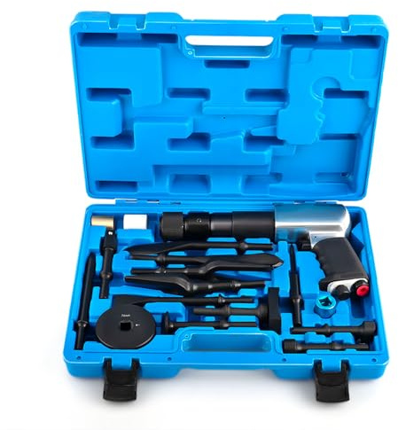 maXpeedingrods Kit de burin pneumatique, ensemble de marteau pneumatique multifonctionnel, 2100 BPM, jeu de 10 cm, 19 pièces