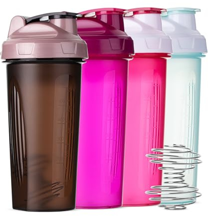 Mr. Pen- Shaker Bottles for Protein Mixes, 28 oz, 4 Pack, Colorful Protein Shaker Bottle with Wire Whisk Ball, Mixer Bottle