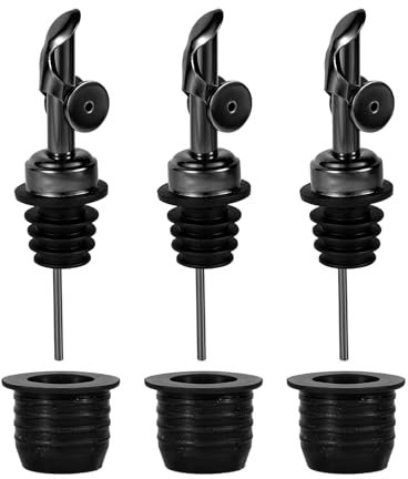 6 Uds Boquillas para Verter Licor y Adaptadores, Acero Inoxidable Vertedores de Botellas para Alcohol Boquilla Aceite de Oliva para el Hogar Bar Botellas Grandes Tamaño de Cuello de Hasta 25mm