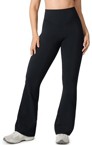 UNISSU Hugcurve No Front Seam High Waisted Flare Leggings for Women Bootcut Yoga Pants Buttery Soft Lounge Workout - 31.5'' Black Medium