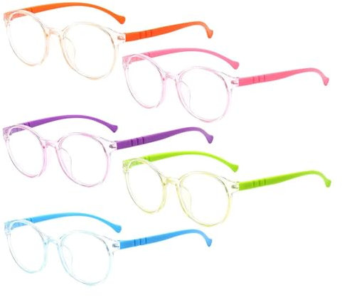 GTYHH Confezione Da 5 Occhiali Per Bambini, Occhiali Tondi, Occhiali Anti Luce Blu, Occhiali Semplici, Occhiali Da Lettura