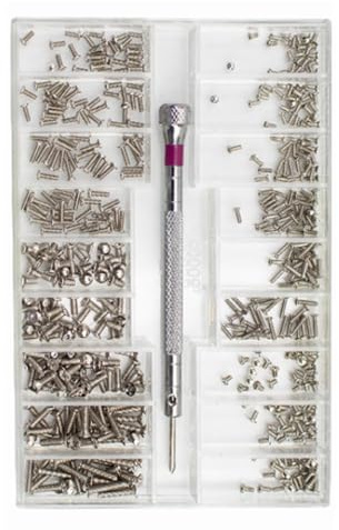 500 Pcs Micro Screw Kit with Screwdriver - M1.2, M1.4, M2 for Watches, Glasses, Laptop - Tiny Watch Back Cover