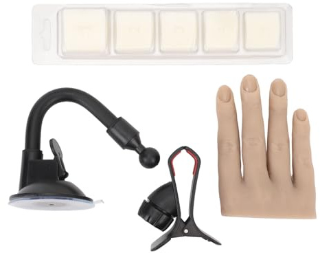 DUIMIMI Silicone Nail Practice Hand with Adjustable Clamp Stand, Soft Flexible Mannequin for Manicure, Nail Art, Tattoo Training, Professional Display, and Practice Tool