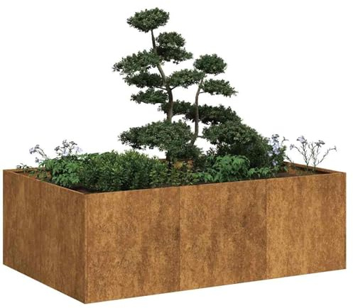 Homgoday Jardinière Élégante et Durable en Acier Résistant aux Intempéries avec Grand Espace de Croissance et Drainage Efficace