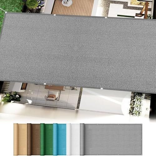 Sonnenschirm Segel Atmungsaktiv 100 x 800 cm HDPE Gewebe Wasserabweisend & Windabweisend Sonnenschutznetz Schattennetz Schattenspender für Balkon Terrasse, Weiß